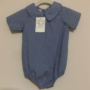 NWT TBBC Peter Pan shirt Rockefeller royal mini gingham